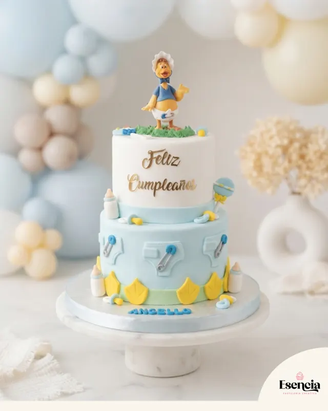 Torta de baby shower celeste