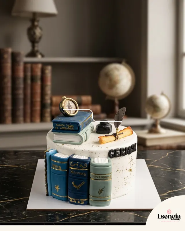 Torta de graduación con libros
