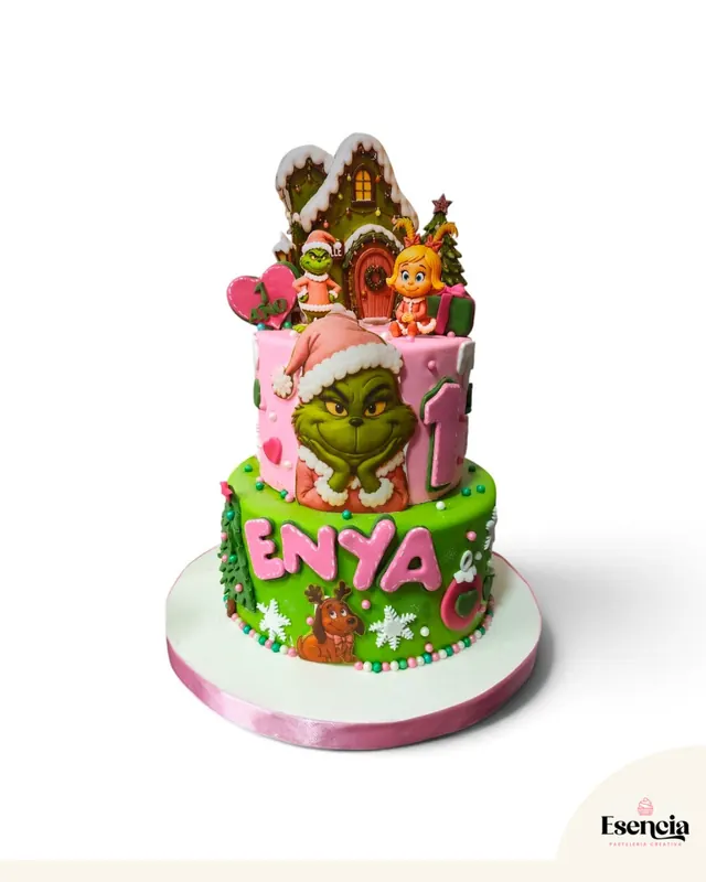 Torta de navidad con el grinch